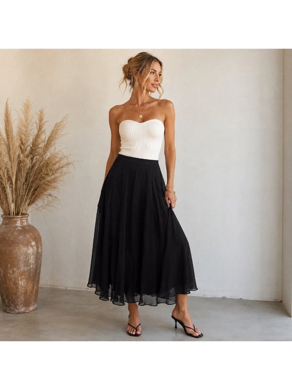 Vintage Carolyne Barton Night Black Silk Lined Maxi skirt M
